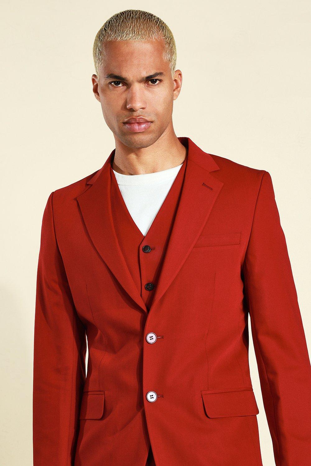 Red suit jacket best sale mens uk